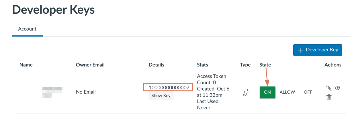 Canvas developer keys