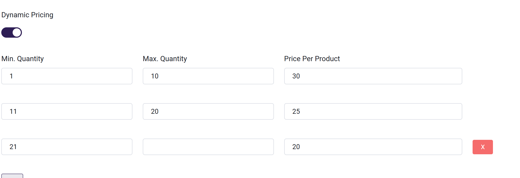 dynamic pricing setup